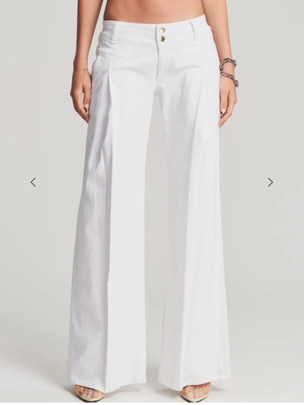 Retrofete Glady’s Low Rise Jeans White Wide Leg Pants